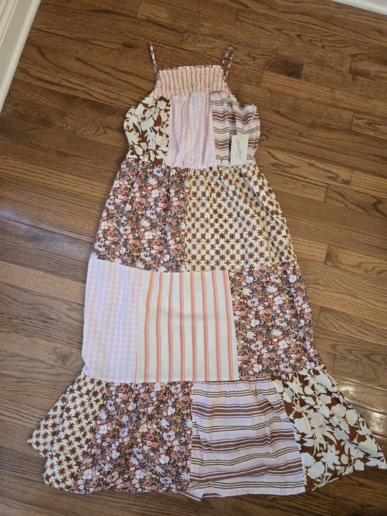 Universal Thread Dresses & Skirts - Universal Thread Pink/Brown Patchwork Boho Maxi Dress Size Medium 100%Cotton NWT